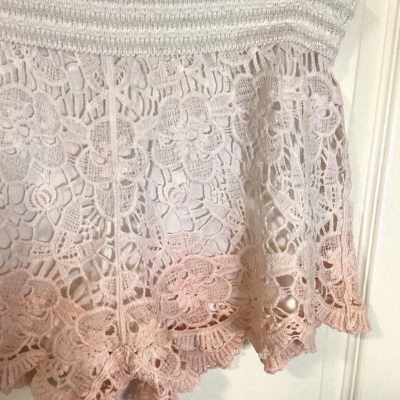 Breeze Over Women's Crochet Shorts Size M Ombre Lined Scalloped Hem Boho Hippie - Picture 3 of 6